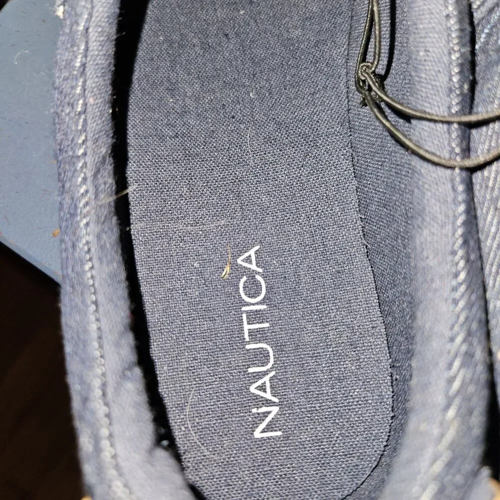 New Nautica Men's Indigo Denim Derwin Stitch Boat Shoe | Brown Accnt US 8 Medium
